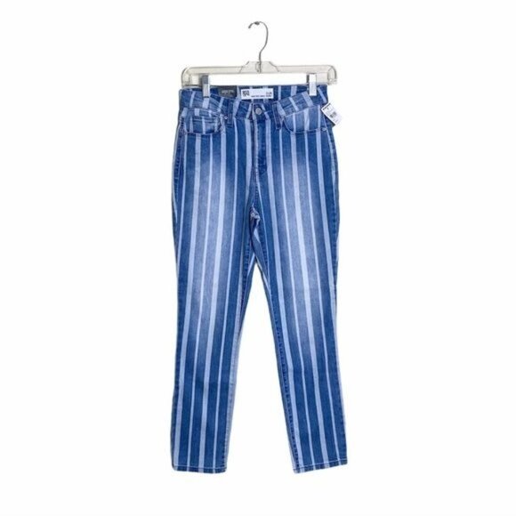 NWT RSQ Blue and White Stripped High Rise Ankle Skinny Pants - Picture 1 of 4